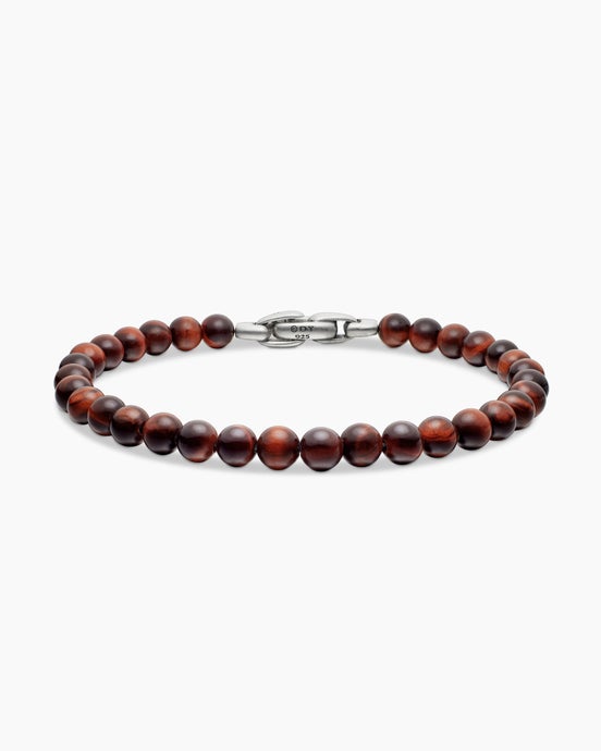 Spiritual Beads Bracelet in Sterling Silver with Red Tiger’s Eye, 6mm