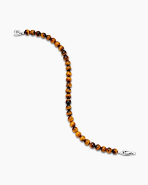 Mens Spiritual Beads Bracelet in Sterling Silver, 6mm