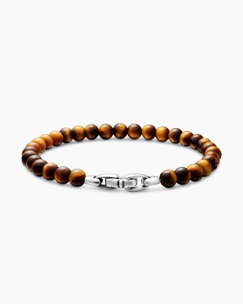 Mens Spiritual Beads Bracelet in Sterling Silver, 6mm