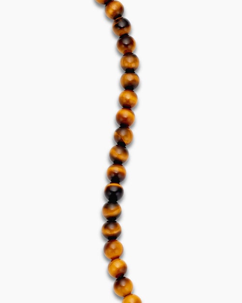 Mens Spiritual Beads Bracelet in Sterling Silver with Tiger’s Eye, 6mm