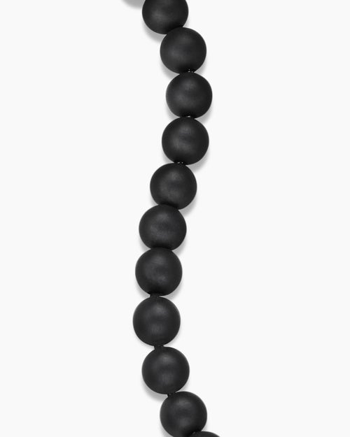 Mens Spiritual Beads Bracelet in Sterling Silver with Black Onyx, 8mm