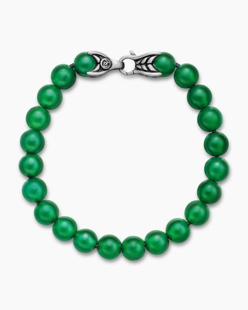Mens Spiritual Beads Bracelet in Sterling Silver, 8mm