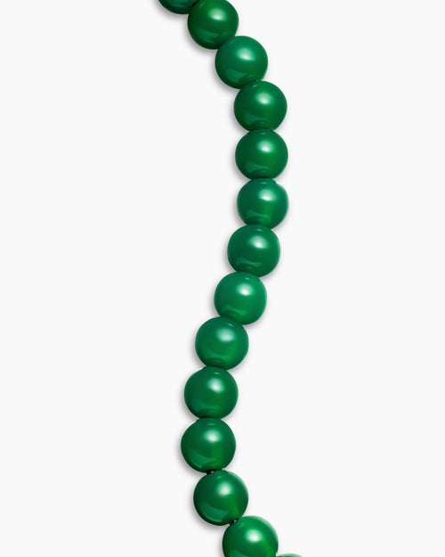 Mens Spiritual Beads Bracelet in Sterling Silver with Green Onyx, 8mm