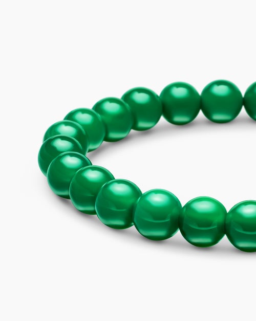 Mens Spiritual Beads Bracelet in Sterling Silver with Green Onyx, 8mm