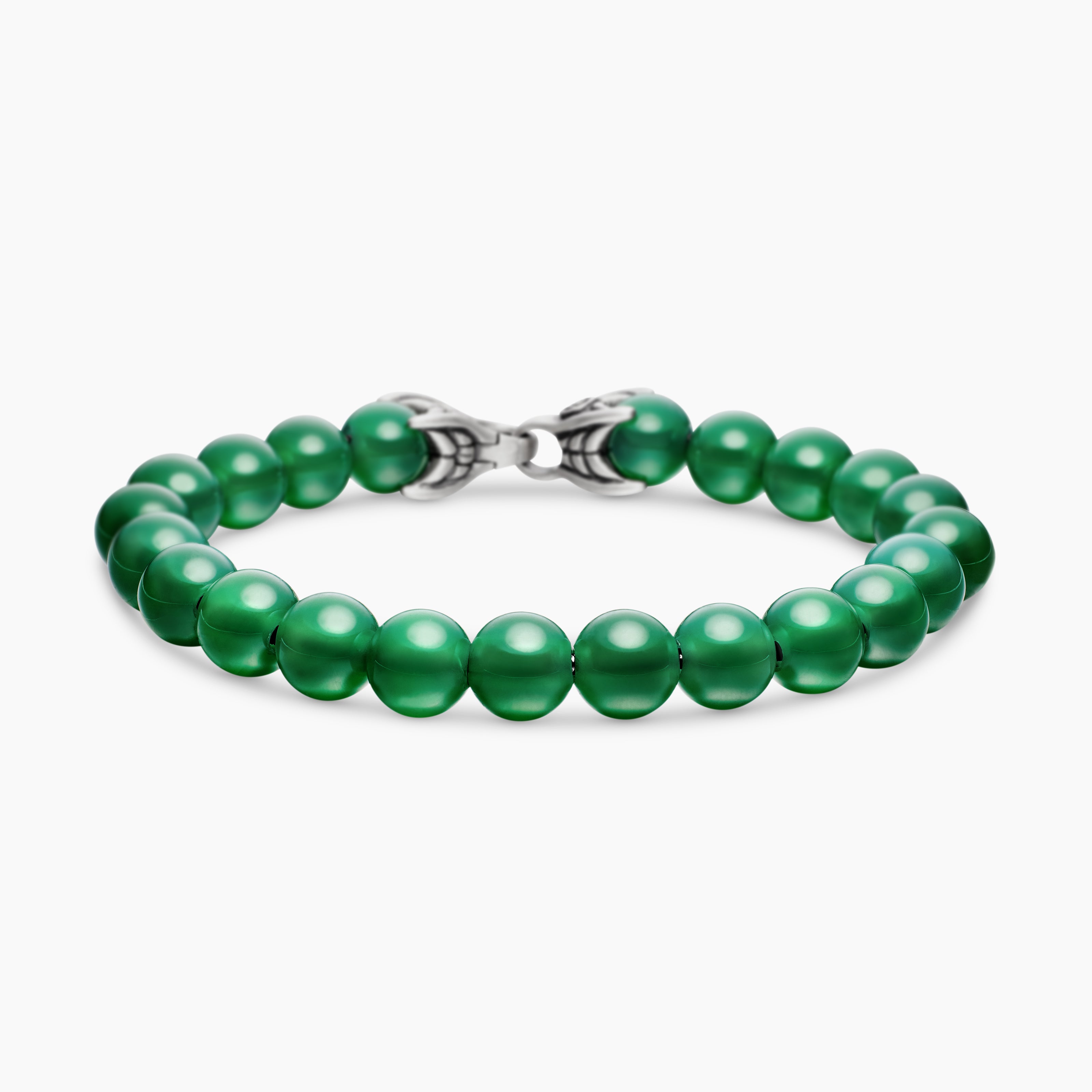 Mens Spiritual Beads Bracelet in Sterling Silver, 8mm