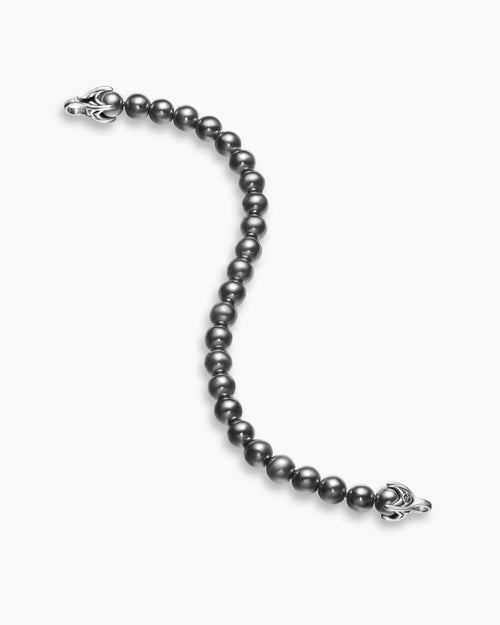 Mens Spiritual Beads Bracelet in Sterling Silver, 8mm