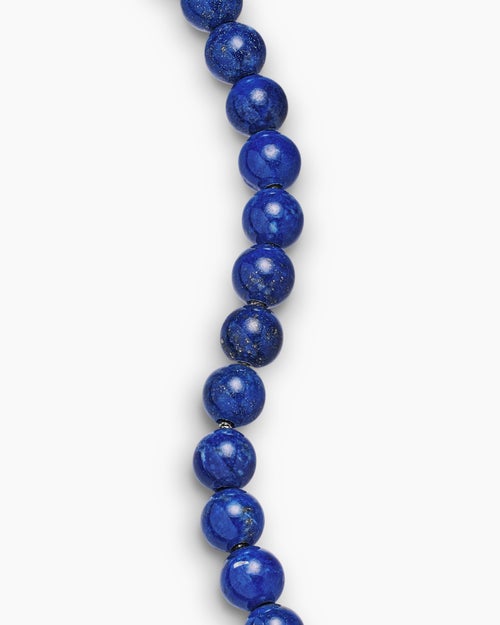 Mens Spiritual Beads Bracelet in Sterling Silver with Lapis, 8mm