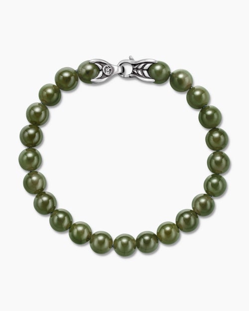 Mens Spiritual Beads Bracelet in Sterling Silver, 8mm