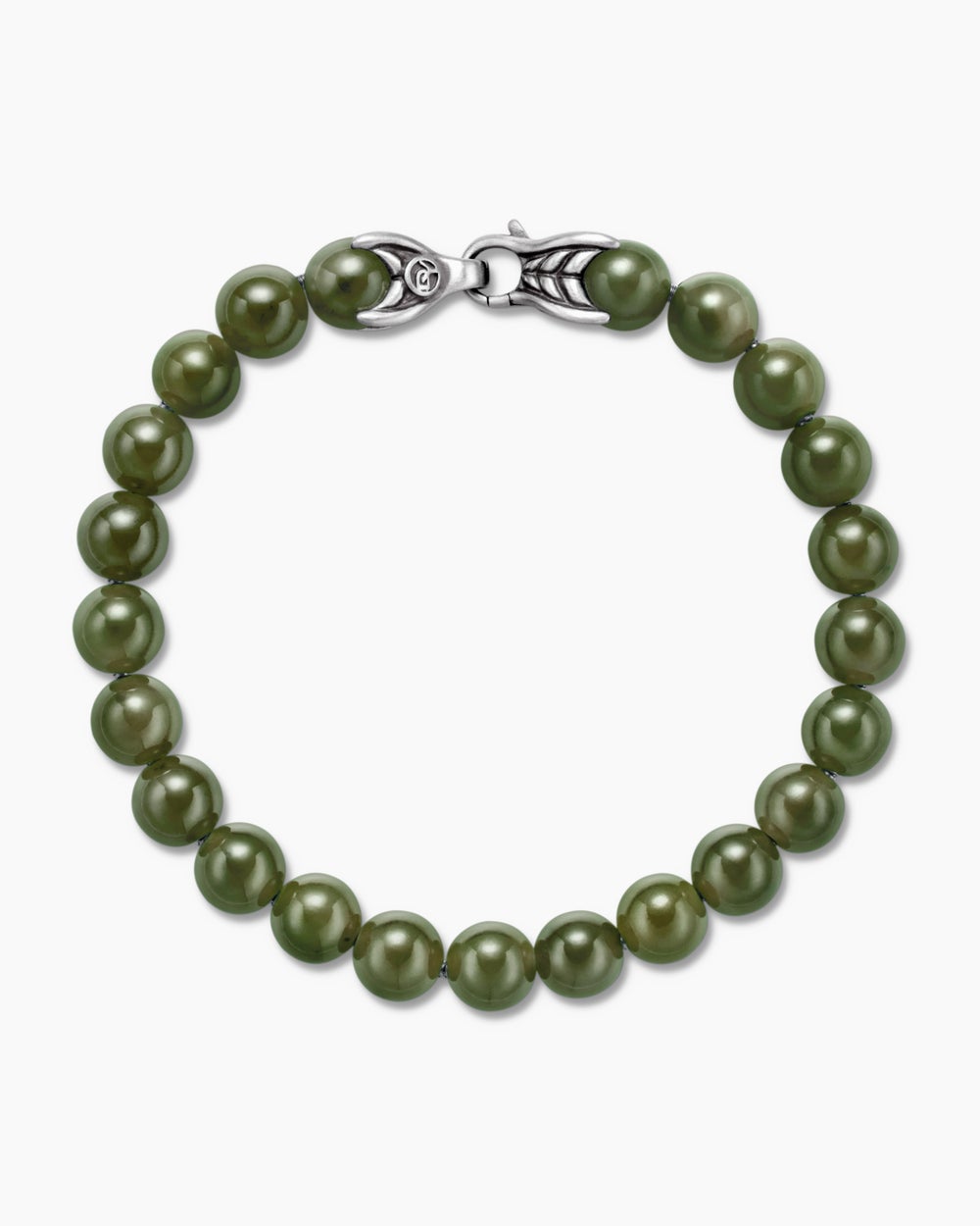 Mens Spiritual Beads Bracelet in Sterling Silver, 8mm