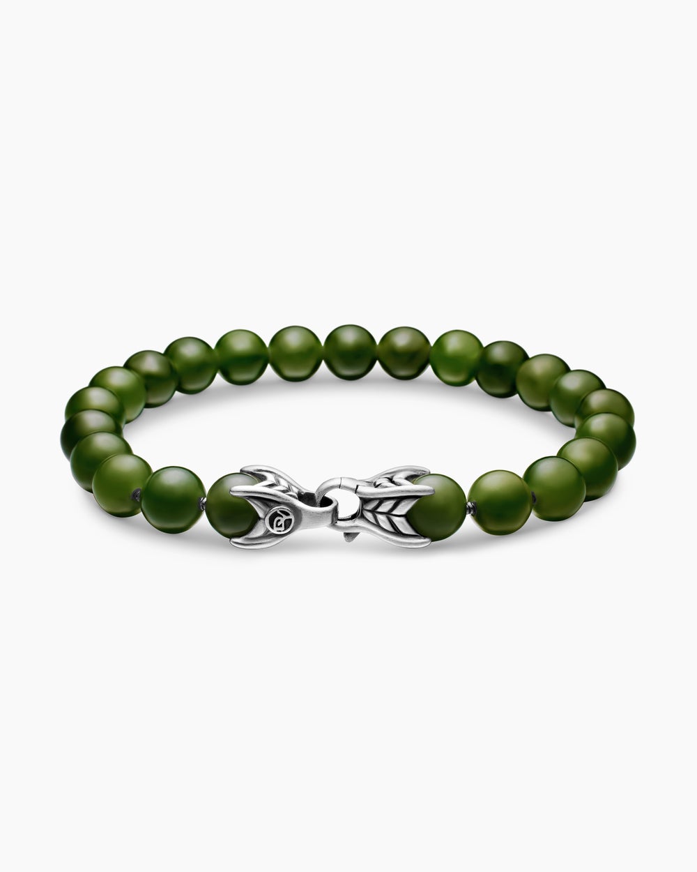 Mens Spiritual Beads Bracelet in Sterling Silver, 8mm