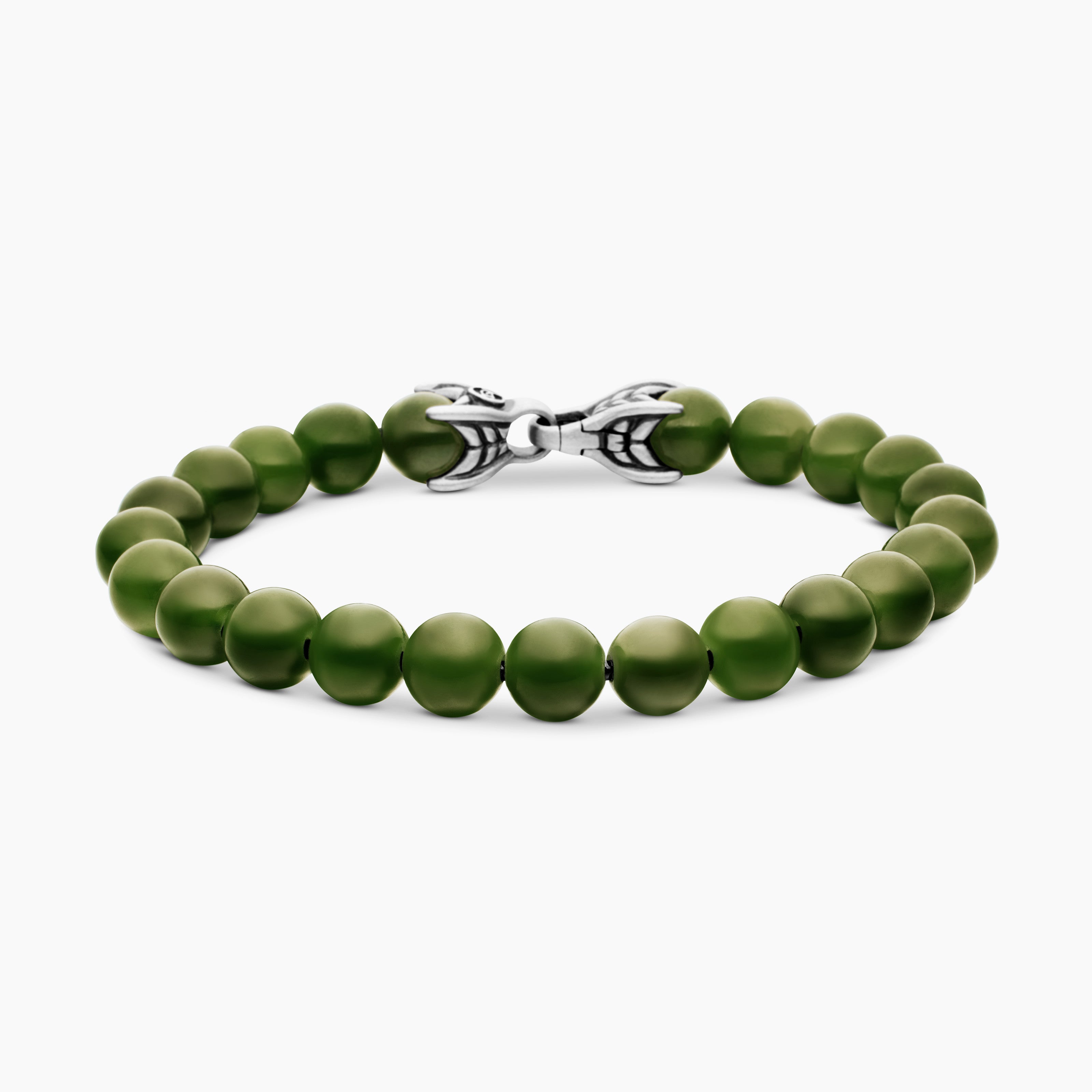 Mens Spiritual Beads Bracelet in Sterling Silver, 8mm
