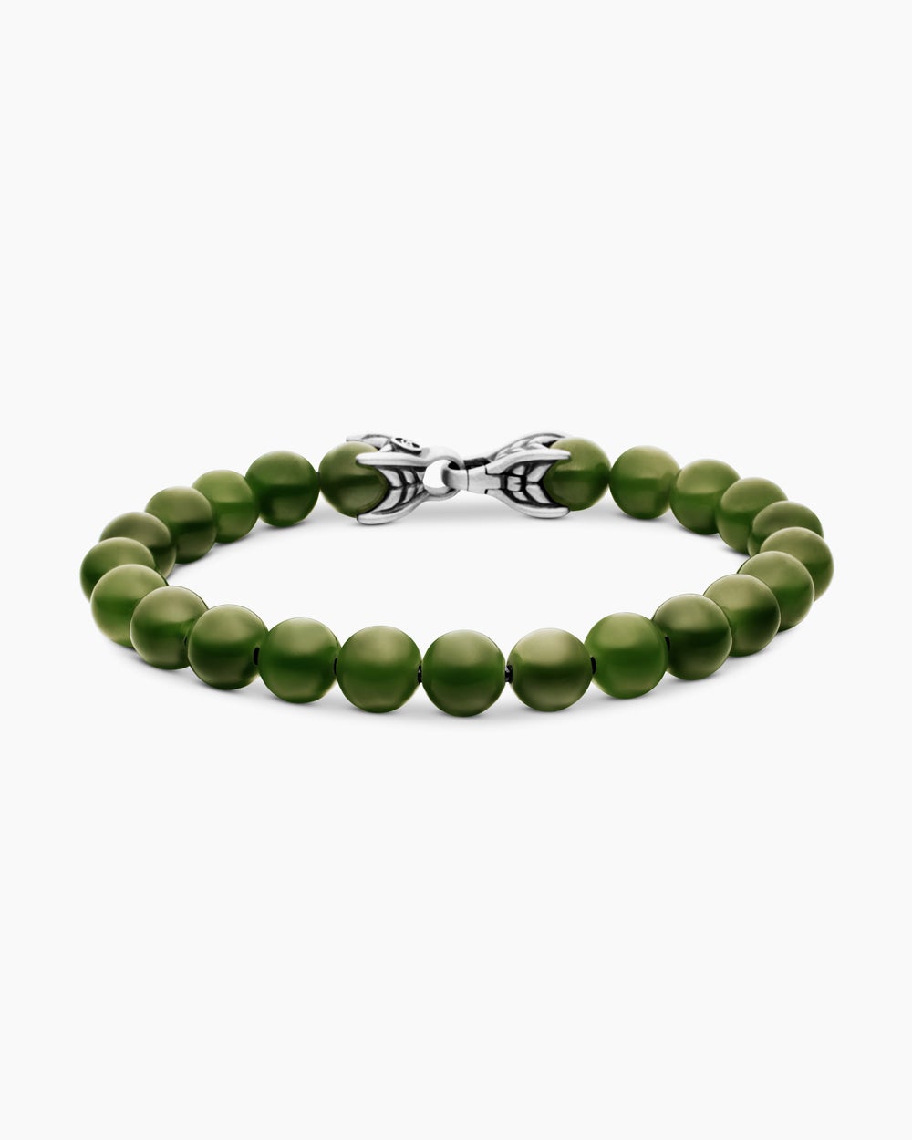 Mens Spiritual Beads Bracelet in Sterling Silver, 8mm