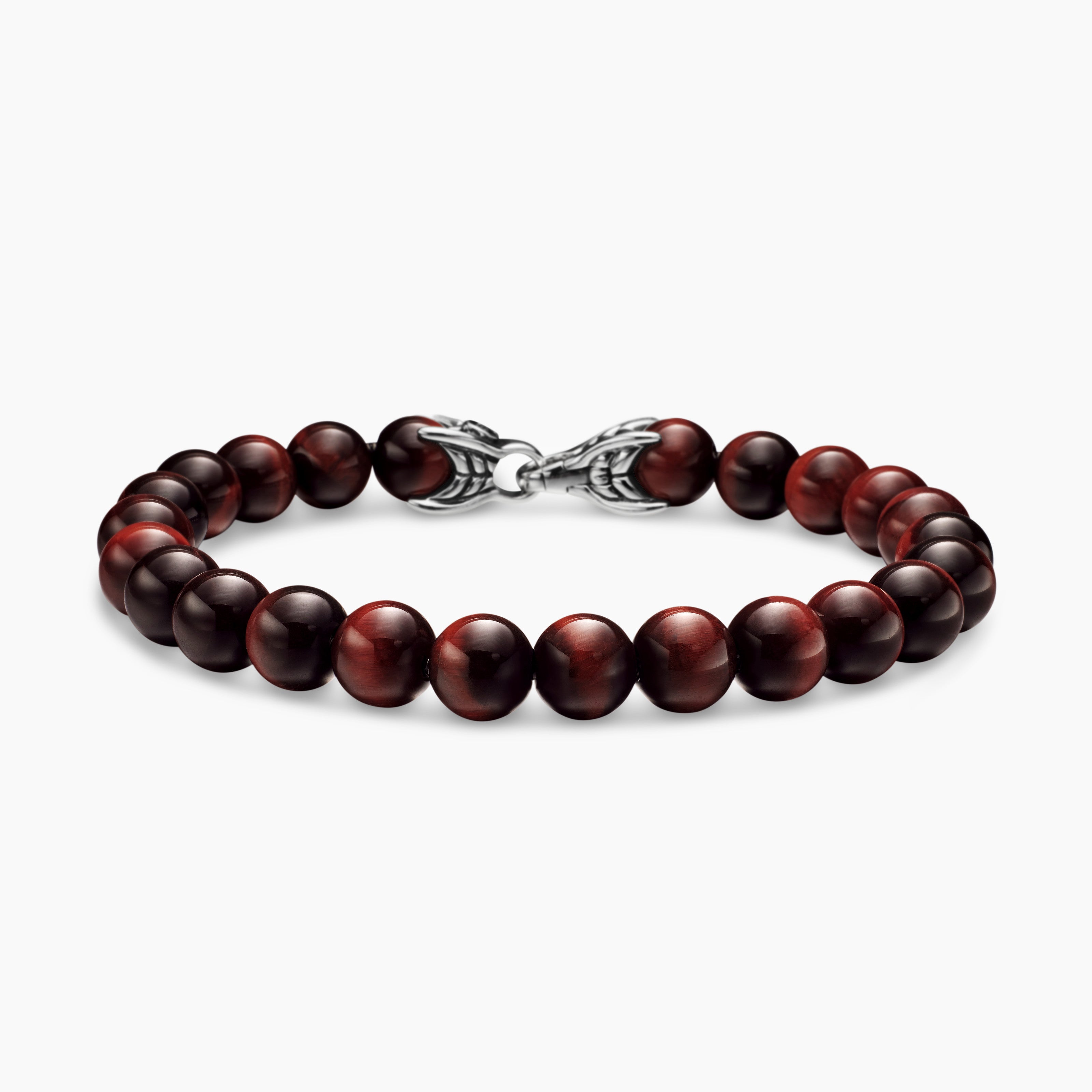 Mens Spiritual Beads Bracelet in Sterling Silver, 8mm