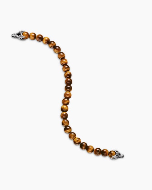 Mens Spiritual Beads Bracelet in Sterling Silver, 8mm