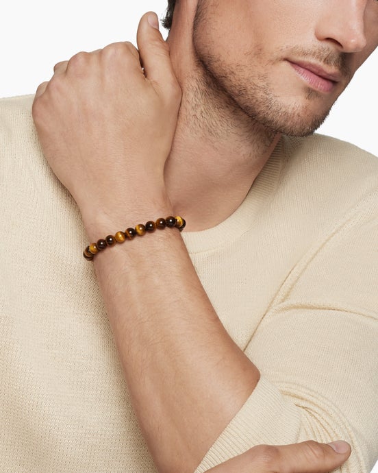 Spiritual Beads Bracelet in Sterling Silver with Tiger’s Eye, 8mm