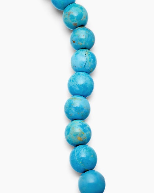 Mens Spiritual Beads Bracelet in Sterling Silver with Turquoise, 8mm