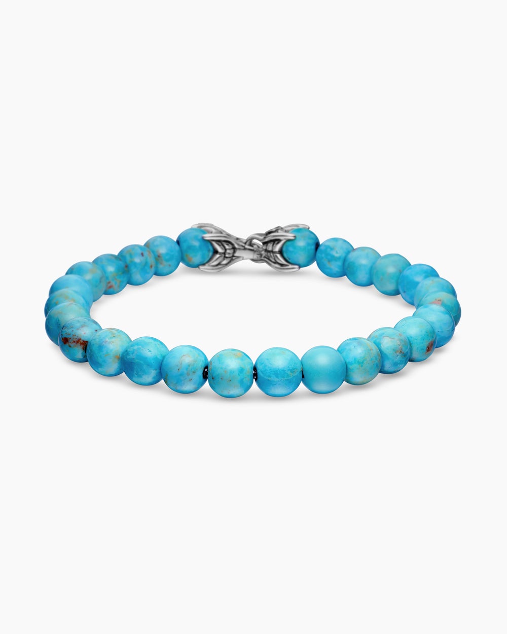 Mens Spiritual Beads Bracelet in Sterling Silver, 8mm