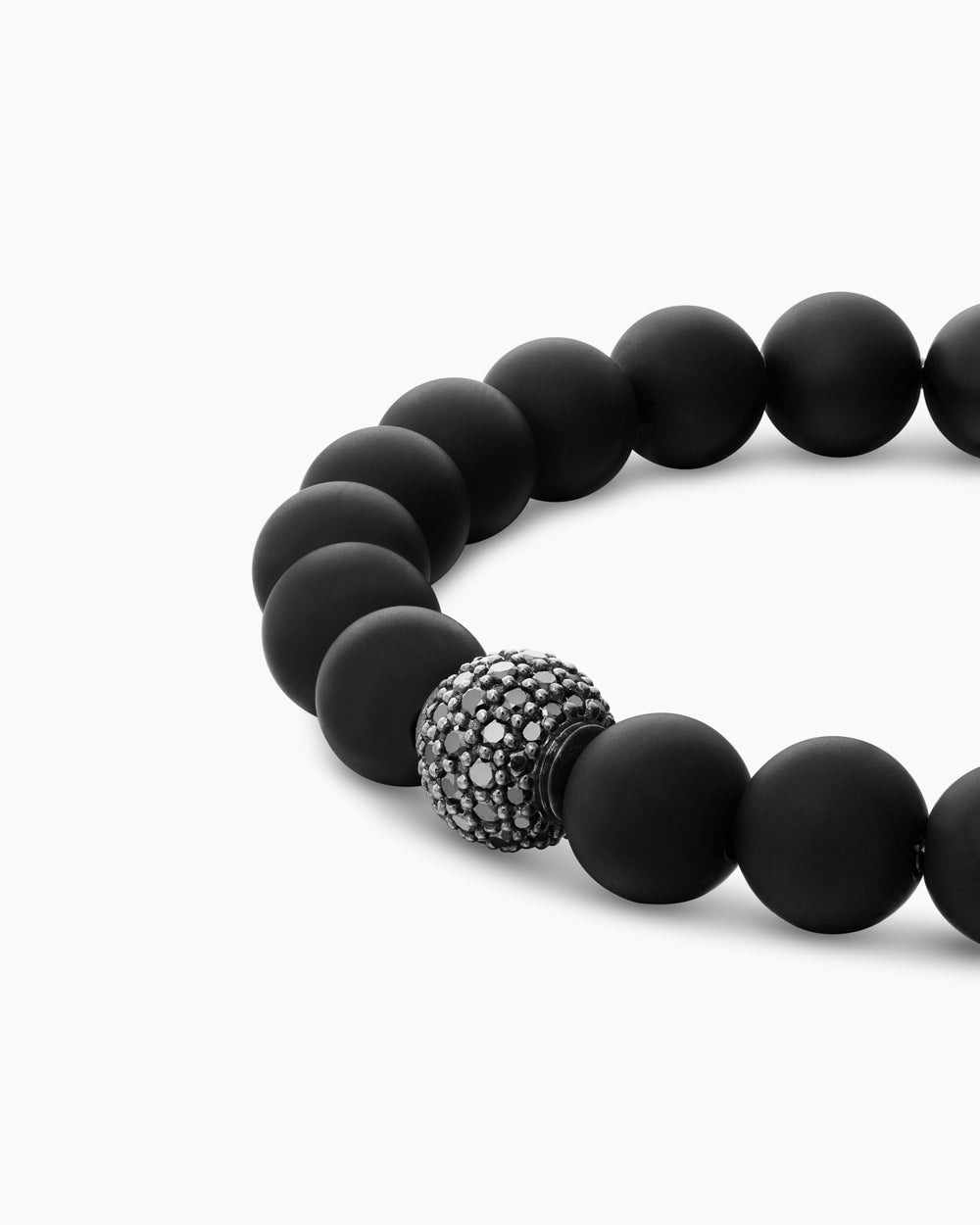 Bracelet Spiritual Beads en argent sterling à motif intercalé serti en pavé, 8 mm hommes