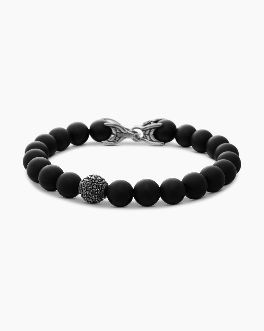 Bracelet Spiritual Beads en argent sterling à motif intercalé serti en pavé, 8 mm hommes