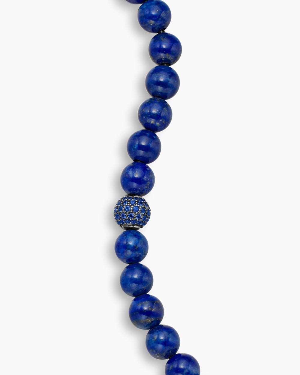 Mens Spiritual Beads Bracelet in Sterling Silver with Pavé Station, 8mm
