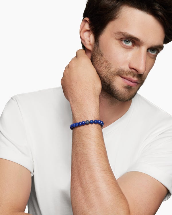 Bracelet Spiritual Beads en argent sterling avec pavé Station, 8 mm