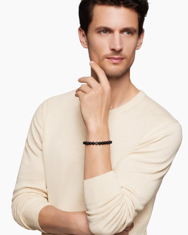 Bracelet Spiritual Beads en argent sterling avec touche de pavé, 8 mm