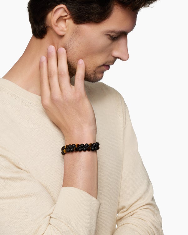 Bracelet tressé à deux rangs Spiritual Beads avec argent sterling, 8 mm