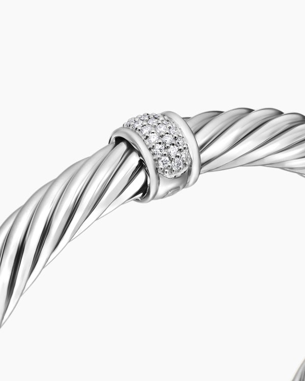 Bracelet station Cable classique en argent sterling avec pavé, 7 mm