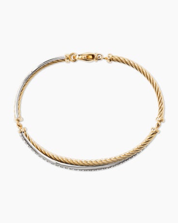 Crossover Link Bracelet in 18K Yellow Gold with Diamonds, 3mm