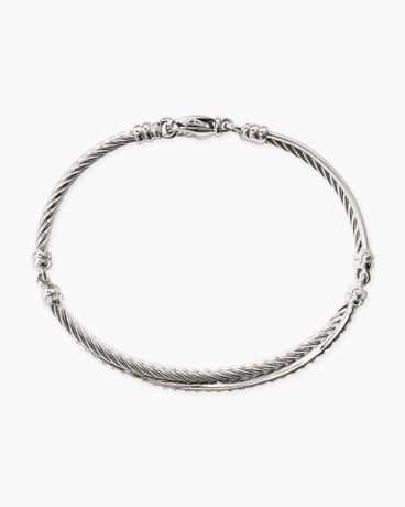Crossover Link Bracelet in Sterling Silver with Diamonds, 3mm