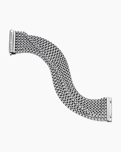 Womens Box Chain Eight Row Bracelet in Sterling Silver, 28mm
