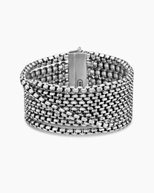 Box Chain Eight Row Bracelet in Sterling Silver, 28mm