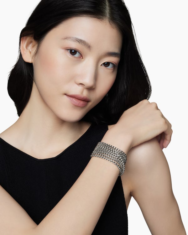 Box Chain Eight Row Bracelet in Sterling Silver, 28mm