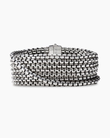 Box Chain Eight Row Bracelet in Sterling Silver, 28mm