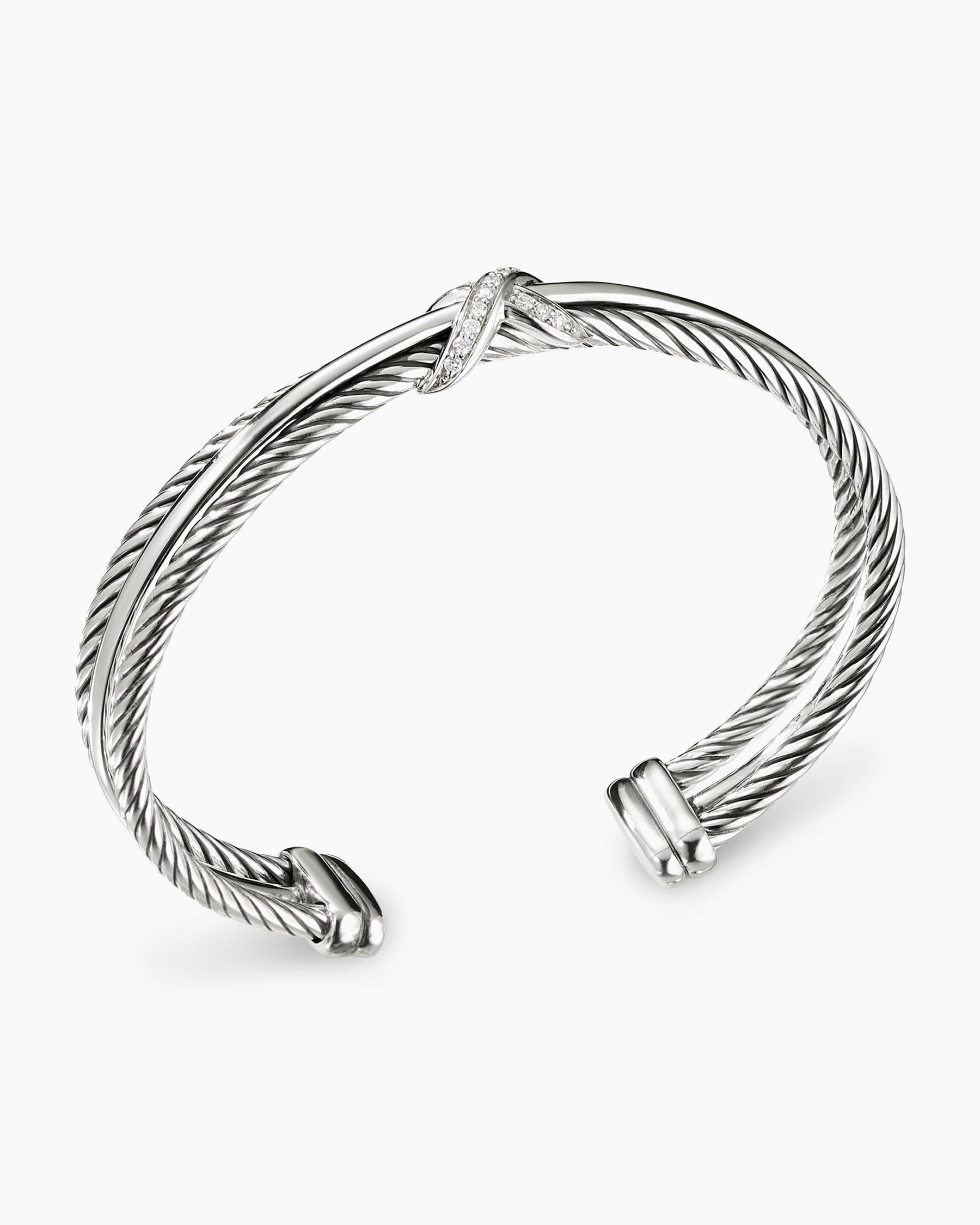 David Yurman Women's Pavé Crossover Two Row Bracelet