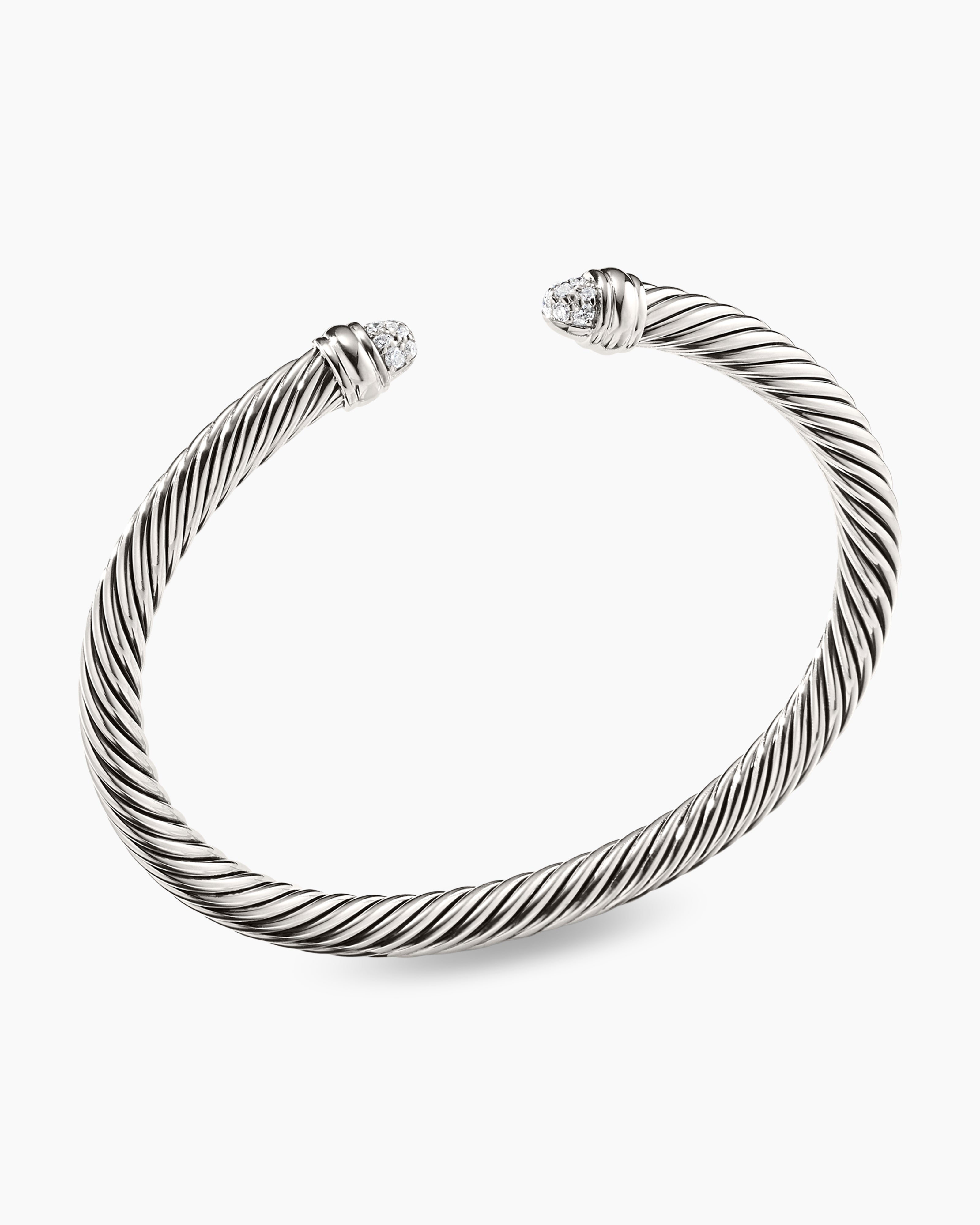 Classic Cable Bracelet in Sterling Silver with Pavé Domes, 5mm | David ...
