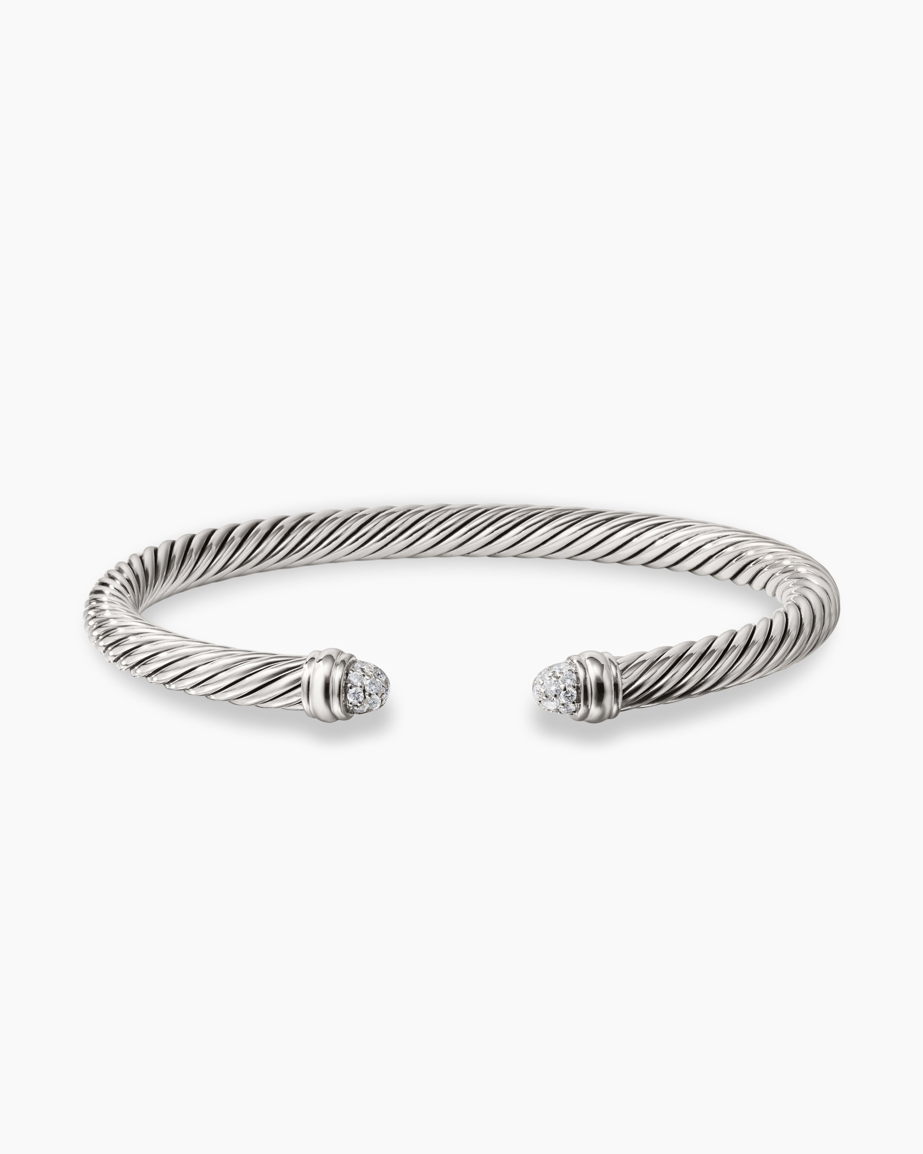 Classic Cable Bracelet in Sterling Silver with Pavé Domes, 5mm | David ...