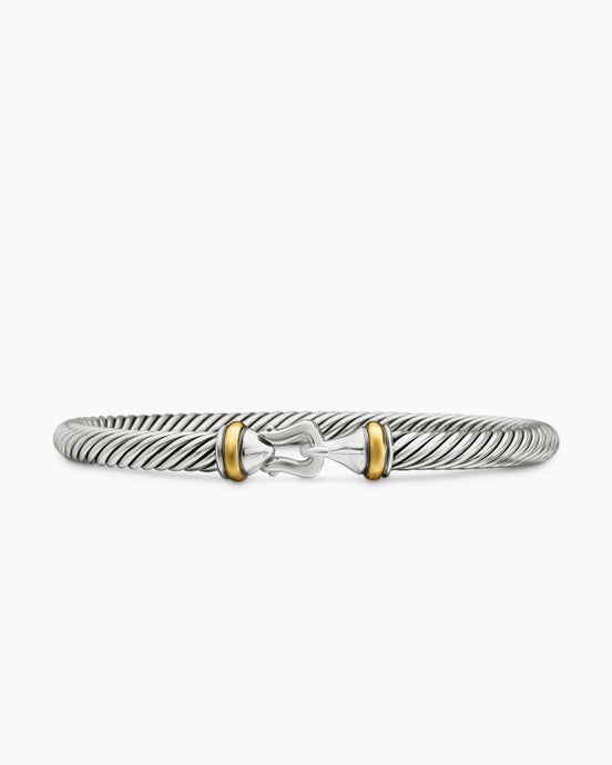Buckle Classic Cable Bracelet in Sterling Silver with 18K Yellow Gold, 5mm