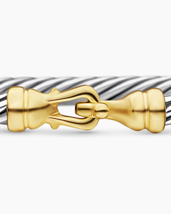 Buckle Classic Cable Bracelet in Sterling Silver with 18K Yellow Gold, 3mm
