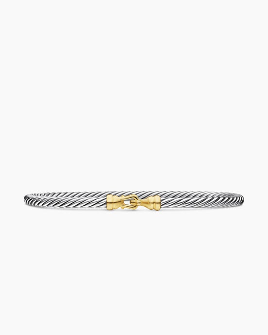 Buckle Classic Cable Bracelet in Sterling Silver with 18K Yellow Gold, 3mm