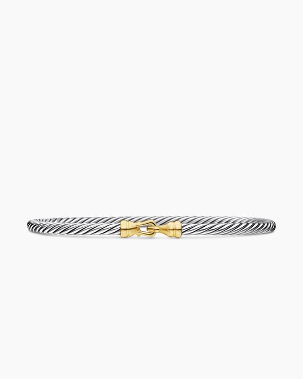 Buckle Classic Cable Bracelet in Sterling Silver with 18K Yellow Gold, 3mm