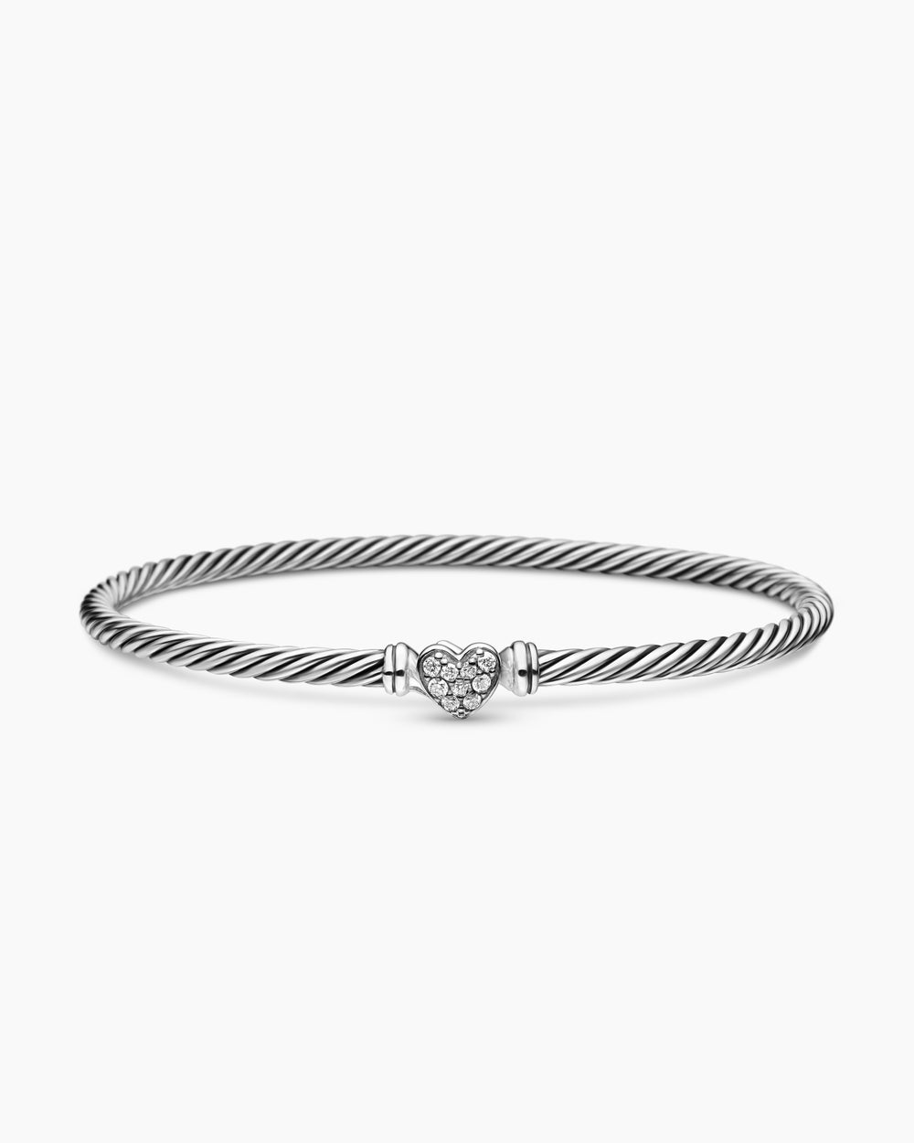 Womens Classic Cable Heart Station Bracelet