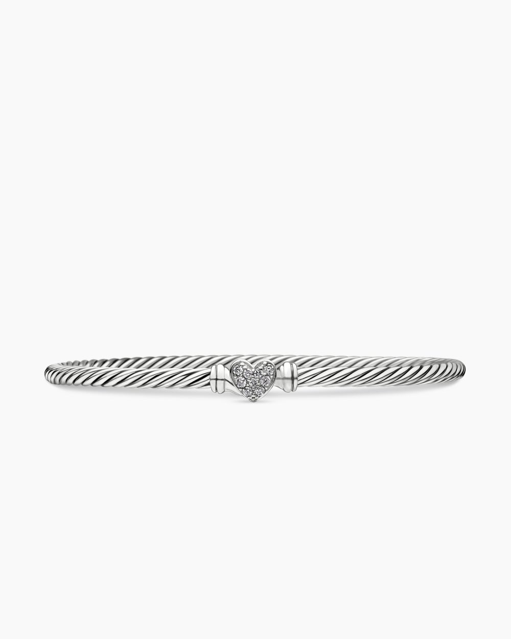 Womens Classic Cable Heart Station Bracelet