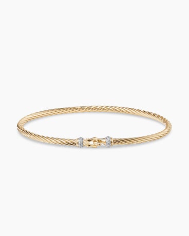 Buckle Classic Cable Bracelet in 18K Yellow Gold with Diamonds, 2.6mm