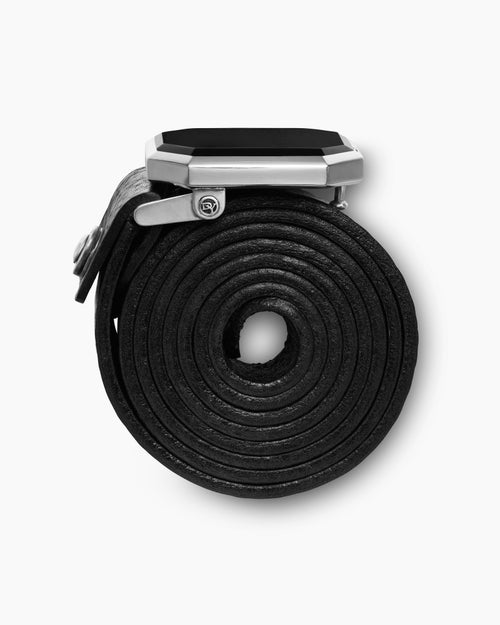 Mens Exotic Stone Belt Buckle in Sterling Silver with Black Onyx