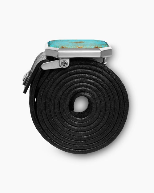 Mens Streamline® Belt Buckle in Sterling Silver with Turquoise