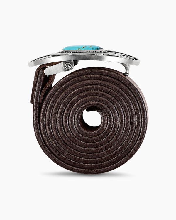 Exotic Stone Angel Wing Belt Buckle in Sterling Silver with Turquoise