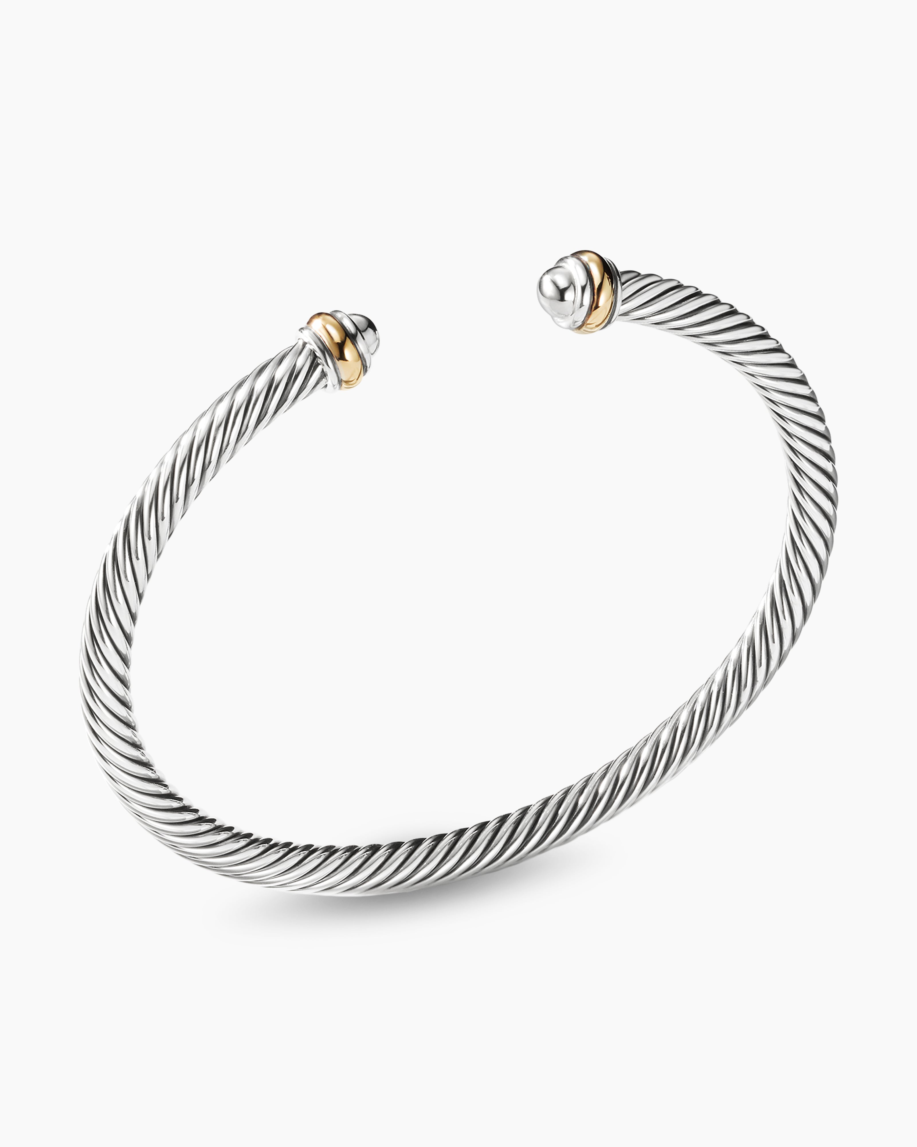 Classic Cable Bracelet in Sterling Silver with 18K Yellow Gold