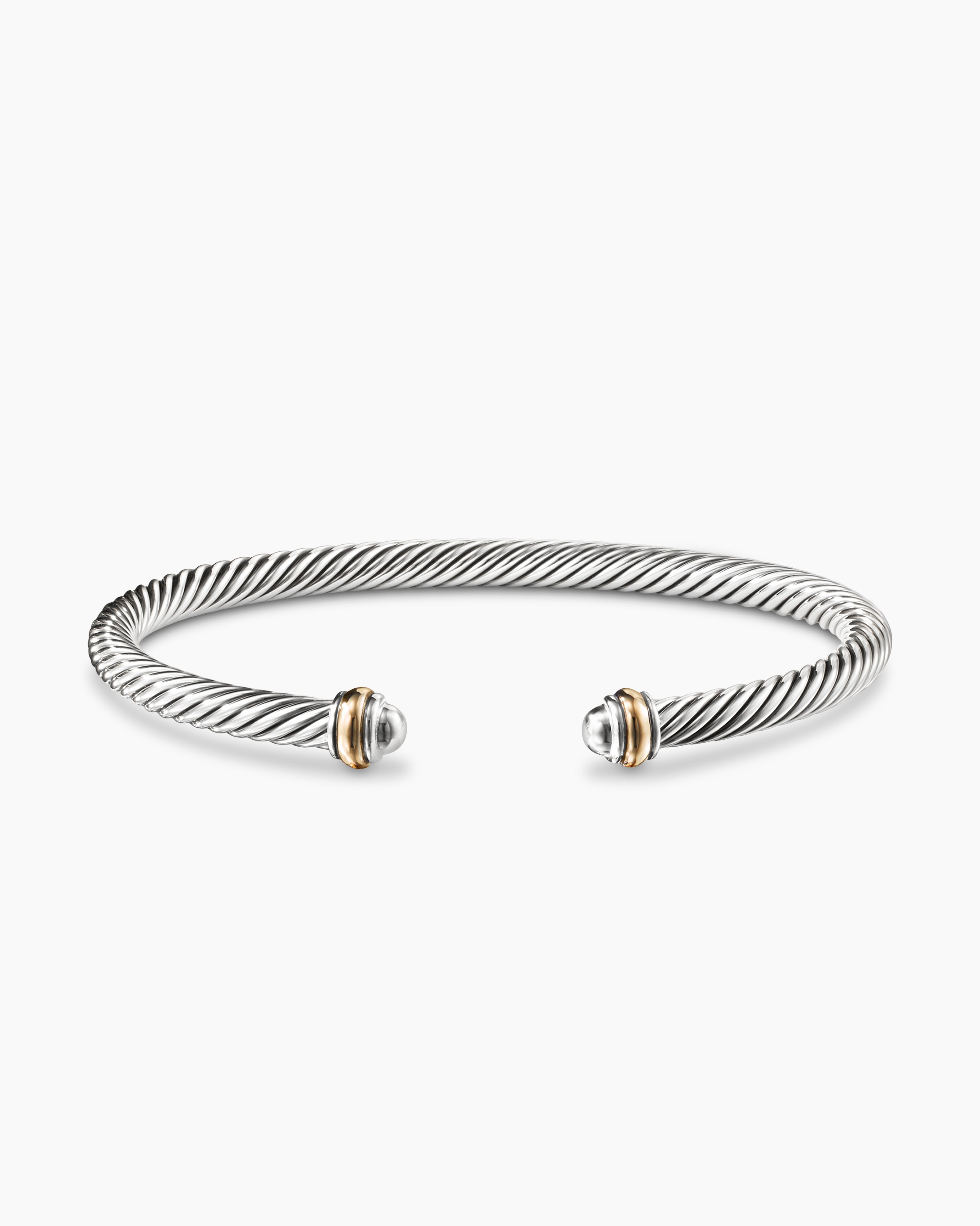 Classic Cable Bracelet in Sterling Silver with 18K Yellow Gold, 4mm | David  Yurman