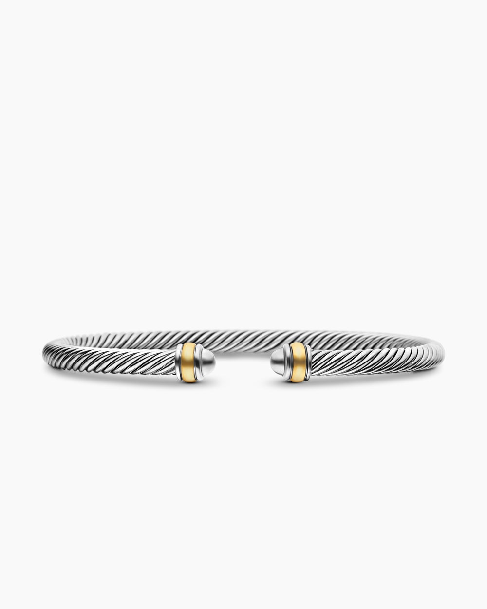 Womens Classic Cable Bracelet in Sterling Silver with 18K Yellow Gold, 4mm